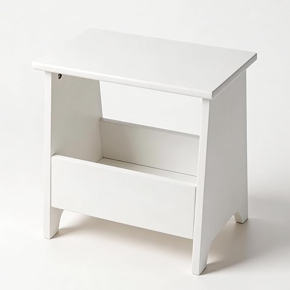 Small Storage Stool with Flat Top & Built-In Shelf