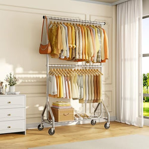 Heavy Duty Double Rod Clothes Rack