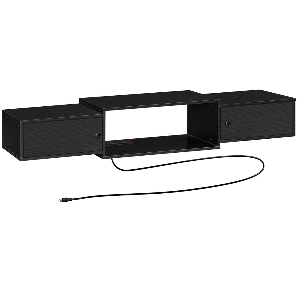 55" Floating TV Stand with Power Outlets and Cabinet Doors
