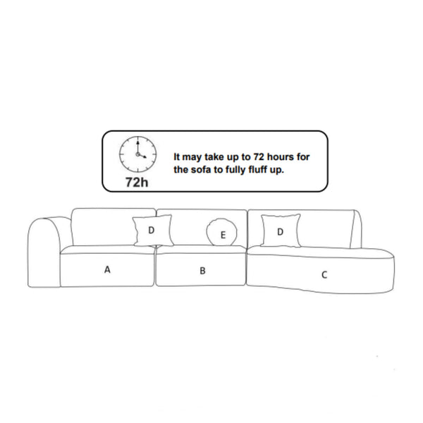 140" Curved Sectional Sofa Set – 7-Seat Modern Cloud Couch with Chaise Lounge