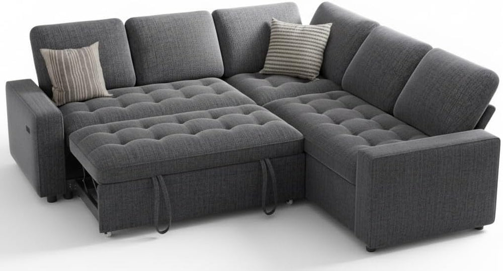 L-Shaped Modular Sectional Sleeper Sofa with Pull-Out Bed