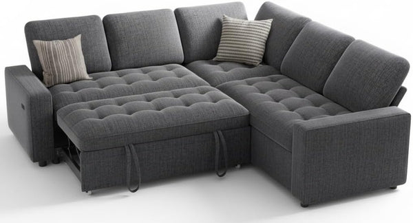 L-Shaped Modular Sectional Sleeper Sofa with Pull-Out Bed