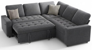 L-Shaped Modular Sectional Sleeper Sofa with Pull-Out Bed