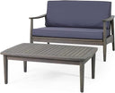 Outdoor Acacia Wood Loveseat Set with Coffee Table