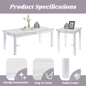 Modern Faux Marble Coffee Table Set of 3 with End Tables