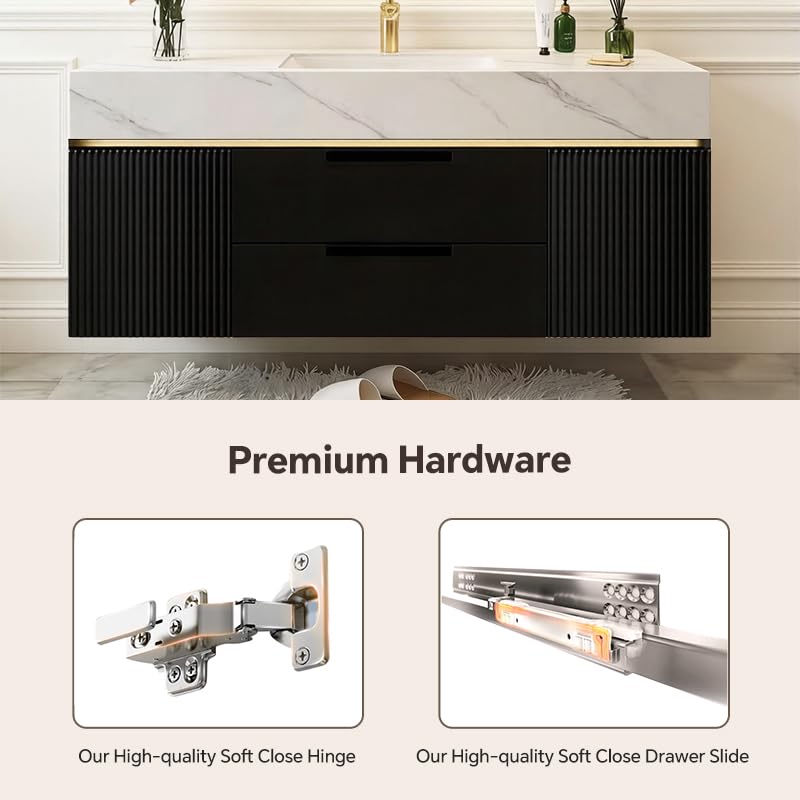 60-Inch Modern Bathroom Vanity with LED Mirror & Solid Wood Cabinet
