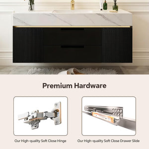 60-Inch Modern Bathroom Vanity with LED Mirror & Solid Wood Cabinet