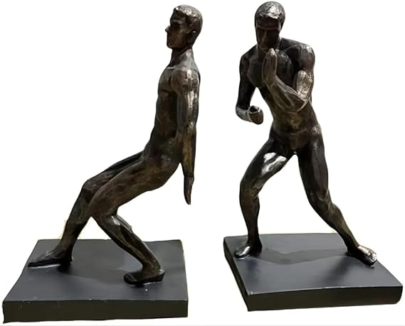 Steampunk Gymnastic Men Bookends – Resin Bronze Finish, 1 Pair