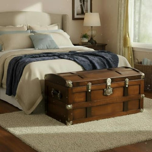 Amish Hand-Crafted Maple Steamer Trunk with Cedar Tray & Brass Lock