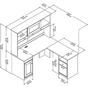 60-Inch L-Shaped Corner Desk with Hutch & Storage