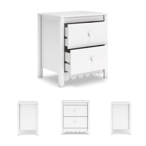2-Drawer Nightstand with Scallop Design – Matte Finish