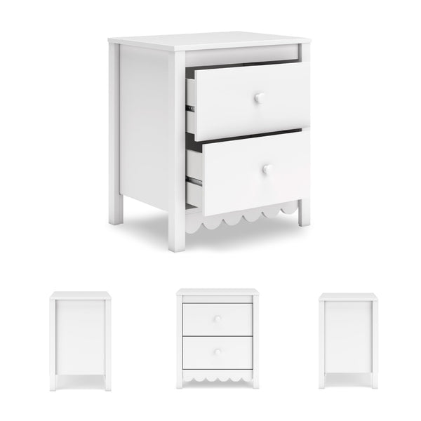 2-Drawer Nightstand with Scallop Design – Matte Finish