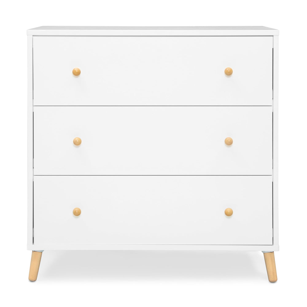 3-Drawer Dresser with Interlocking Drawers – White/Natural