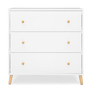 3-Drawer Dresser with Interlocking Drawers – White/Natural