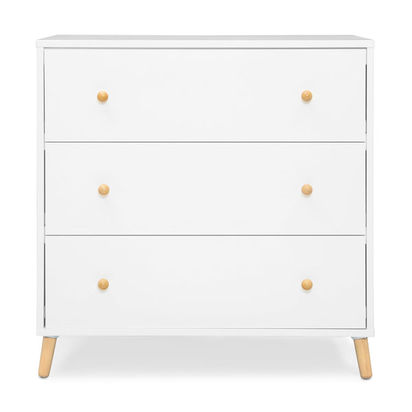 3-Drawer Dresser with Interlocking Drawers – White/Natural