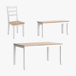 6-Piece Casual Dining Set with Table, Bench & 4 Ladderback Chairs