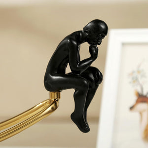 Thinker Statue with Crystal Ball – Modern Decorative Figurine