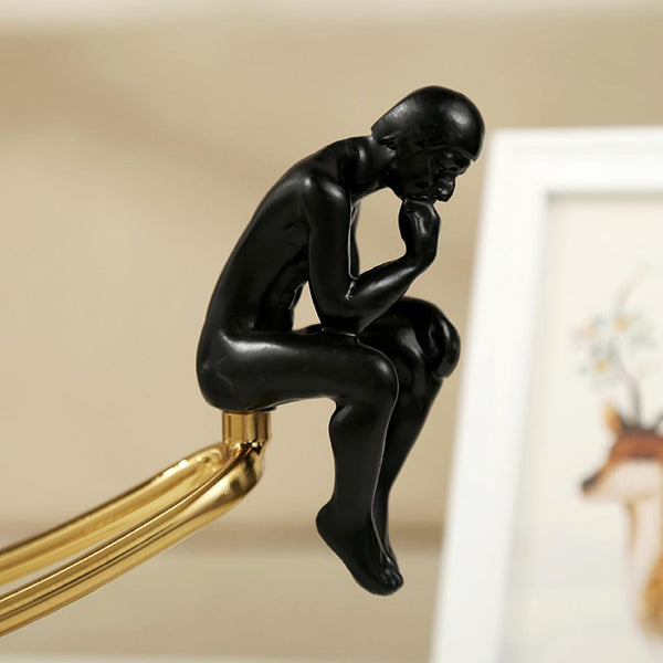 Thinker Statue with Crystal Ball – Modern Decorative Figurine