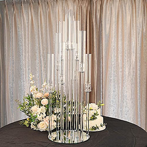 33-Inch Clear 7-Arm Glass Candelabra Candle Holder