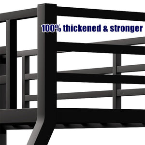Heavy Duty Metal Bunk Bed with Guardrails & Ladder