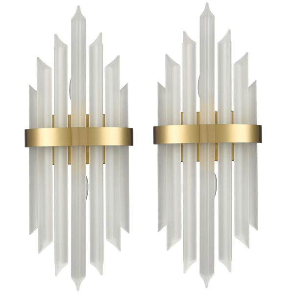 Gold Crystal Wall Sconces Set of 2 – Modern Vanity Light Fixtures
