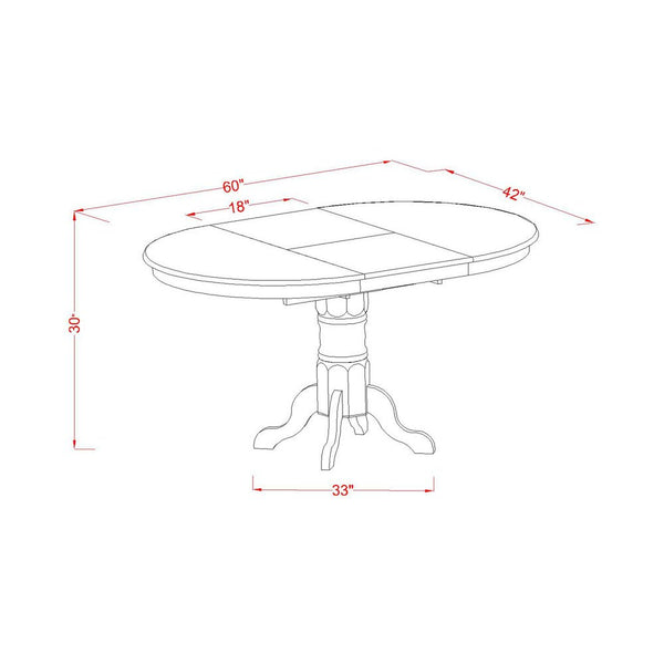 7-Piece Oval Dining Table Set with Butterfly Leaf & 6 Upholstered Chairs
