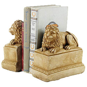 Concrete Lion Bookends for Shelf, Desk & Office Decor