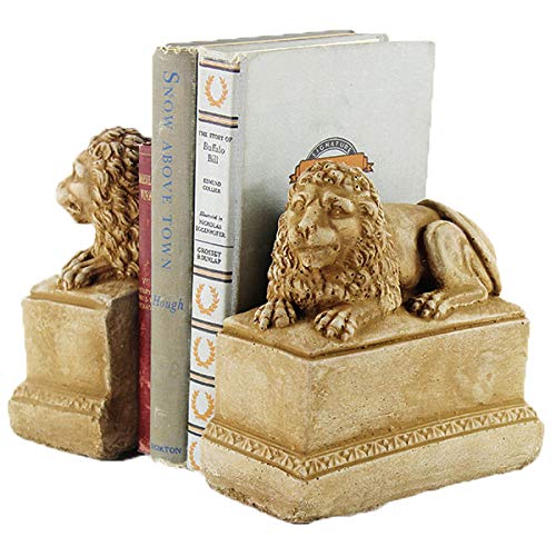 Concrete Lion Bookends for Shelf, Desk & Office Decor