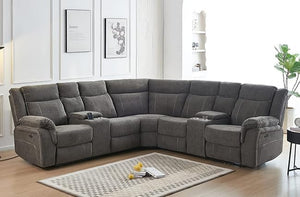 Power Reclining Sectional Sofa with USB Port & Console Storage
