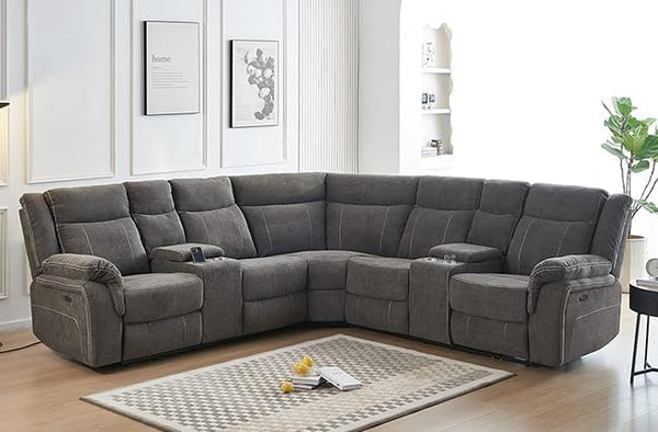 Power Reclining Sectional Sofa with USB Port & Console Storage