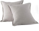 Washed Linen Euro Pillow Shams Set of 2 – 26x26 Ruffled Style
