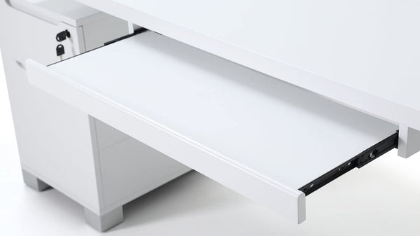 79" Modern Executive Desk with Filing Cabinets – White