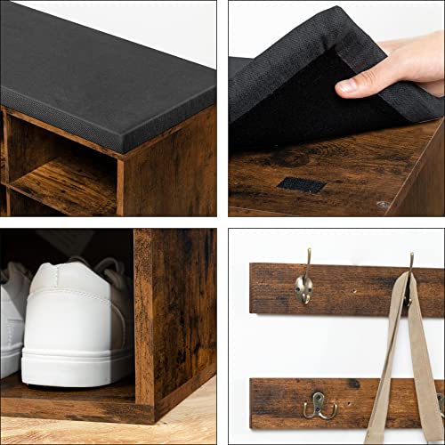 Shoe Storage Bench with Cushion & Coat Rack