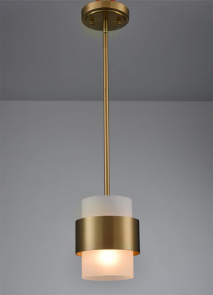 Modern Gold Pendant Light Fixture with Frosted Glass Shade