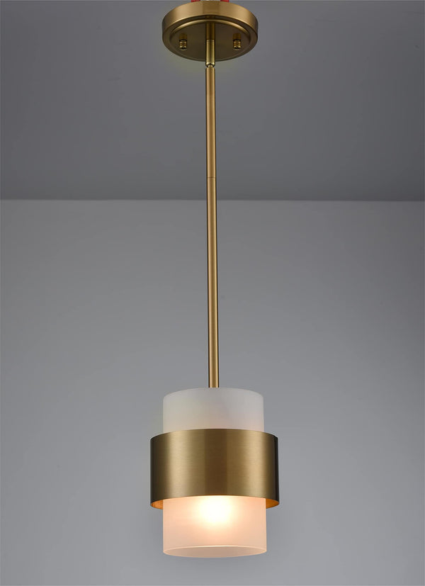 Modern Gold Pendant Light Fixture with Frosted Glass Shade