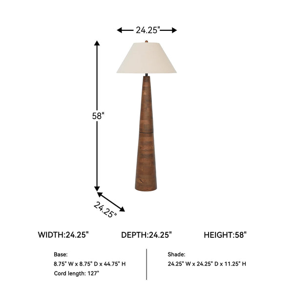 Contemporary Wood Floor Lamp with 3-Way Switch