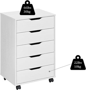 5-Drawer Mobile File Cabinet with Wheels