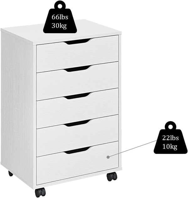 5-Drawer Mobile File Cabinet with Wheels