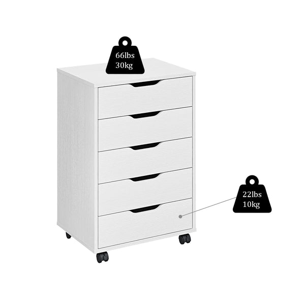 5-Drawer Mobile File Cabinet with Wheels