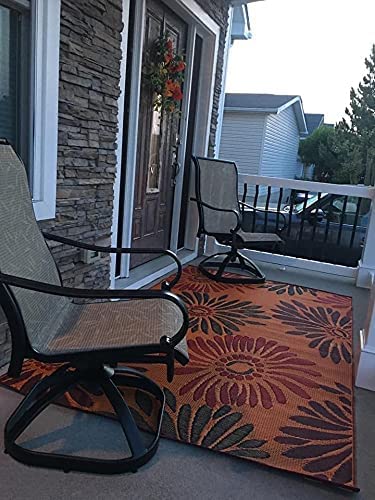 Reversible Outdoor Plastic Rug – Daisy Rust 6' x 9'