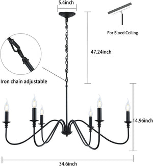 6-Light Black Industrial Chandelier