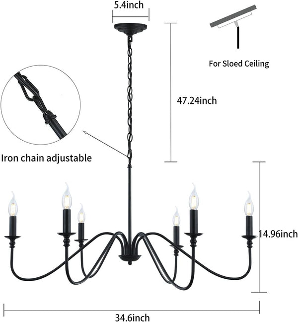 6-Light Black Industrial Chandelier