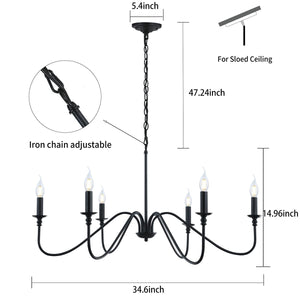 6-Light Black Industrial Chandelier