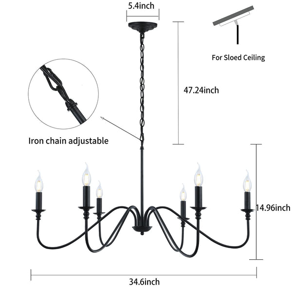 6-Light Black Industrial Chandelier