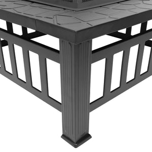 Outdoor Steel Fire Pit with Spark Screen and Poker