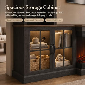 98" Farmhouse TV Stand with Fireplace & Barn Doors