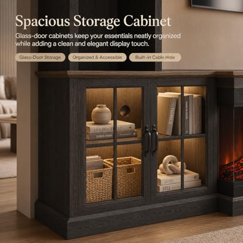 98" Farmhouse TV Stand with Fireplace & Barn Doors