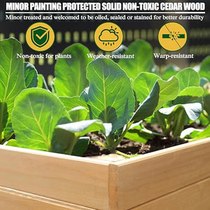 Large Elevated Cedar Raised Garden Bed with Legs & Liner