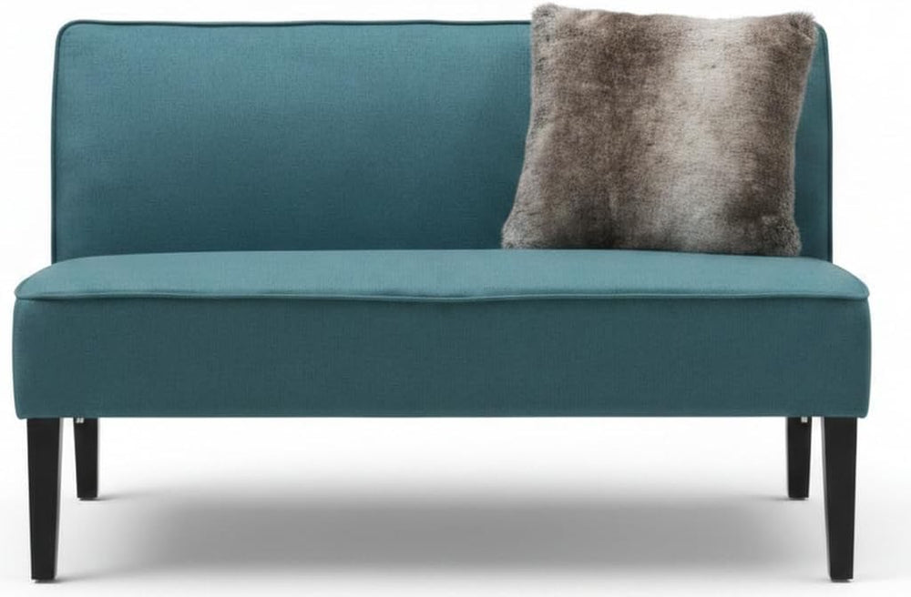 Dark Teal Fabric Loveseat with Matte Black Legs