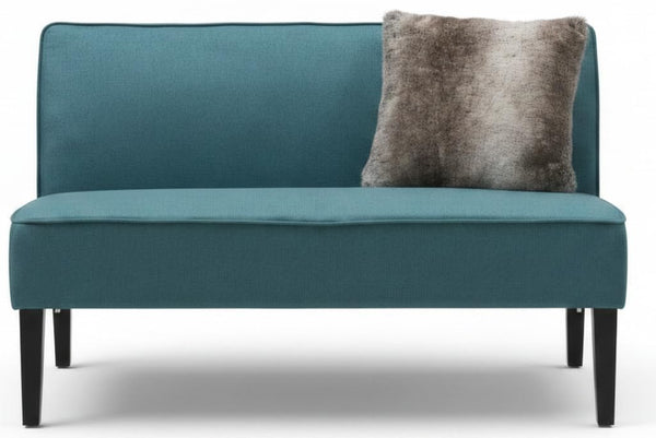 Dark Teal Fabric Loveseat with Matte Black Legs